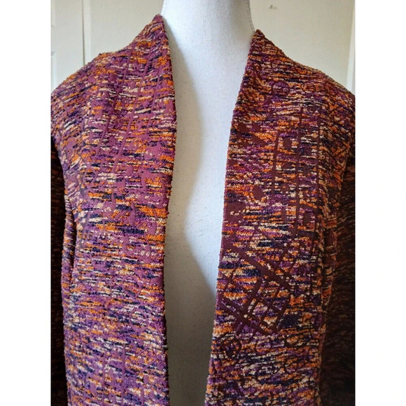 Coldwater Creek Southwestern Sweater Jacket Small Embroidered Fringe Unique - Picture 7 of 15